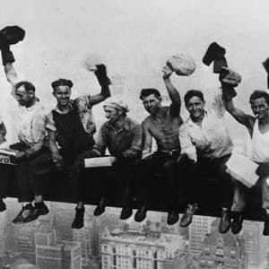 Labor Day workers working on sky scraper