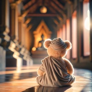 Bear as a monk meditating on mindfulness and focus